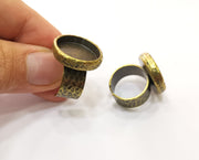 Hammered Ring Blank Setting Cabochon Base inlay Ring Backs Mounting Adjustable Ring Bezel (18mm blank) Antique Bronze Plated G18933