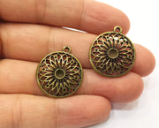 4 Antique Bronze Flower Charms Antique Bronze Plated Charms (26x23mm)  G18937