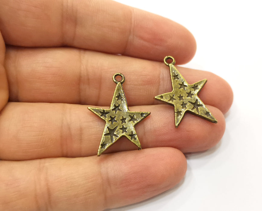 6 Stars Charms Antique Bronze Plated Charms (29x20mm)  G18940