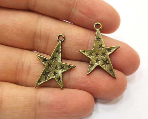 6 Stars Charms Antique Bronze Plated Charms (29x20mm)  G18940