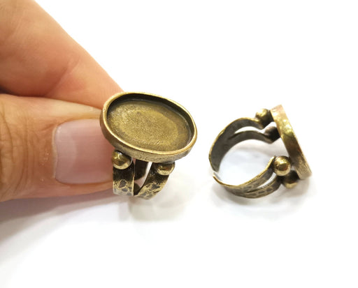 Ring Setting Resin Ring Blank Cabochon Base inlay Ring Mounting Adjustable Ring Bezel (18x15mm) Antique Bronze Plated Brass  G18941