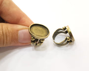 Ring Setting Resin Ring Blank Cabochon Base inlay Ring Mounting Adjustable Ring Bezel (18x15mm) Antique Bronze Plated Brass  G18941