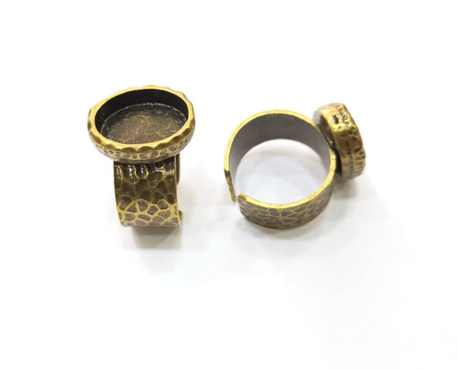 Antique Bronze Ring Blank Setting Cabochon Base inlay Ring Backs Mounting Adjustable Ring Bezel (14x10mm blank) Antique Bronze Plated G18942