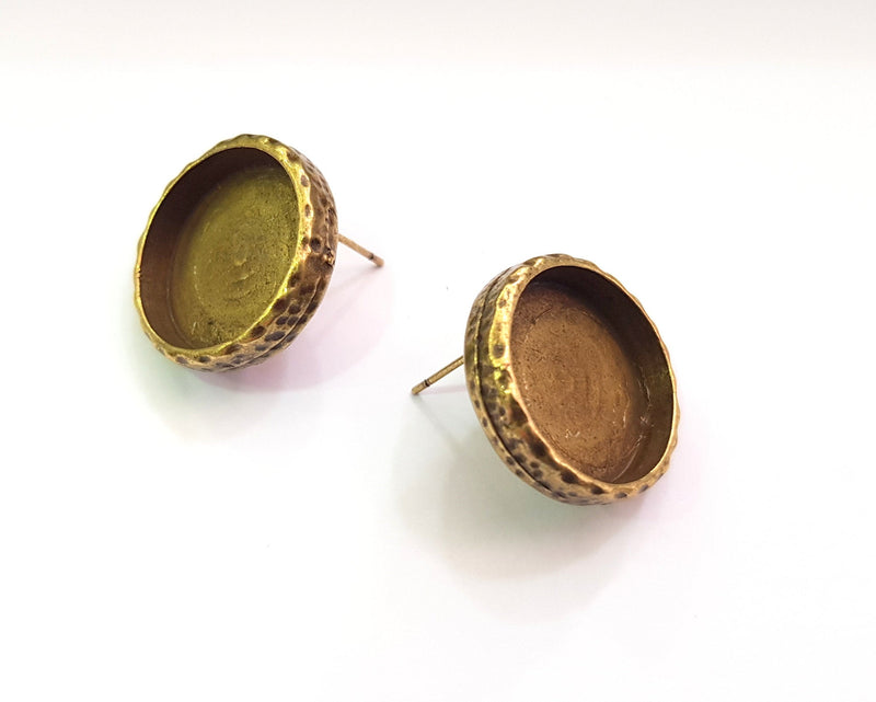 Earring Blank Backs Antique Bronze Resin Base inlay Blank Cabochon Mountings Setting Antique Bronze Plated Metal (18mm blank) 1 pair G19475