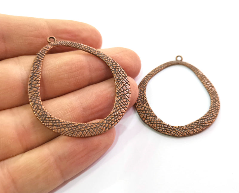 2 Copper Charms Double sided Antique Copper Plated Charms (45x48mm)  G19479