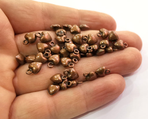 20 Heart Charms Antique Copper Plated Charms (9x7mm)  G19483