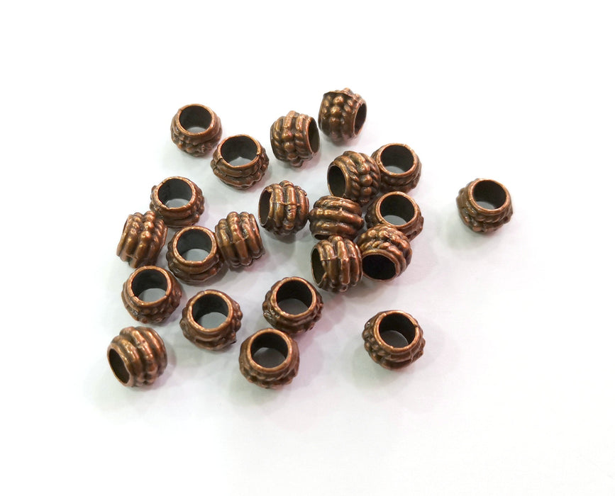 10 Copper Rondelle Beads Antique Copper Plated Beads (8mm)  G19486