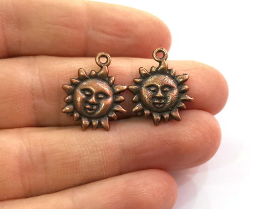 6 Sun Charms Antique Copper Plated Charms (22x18mm)  G19487