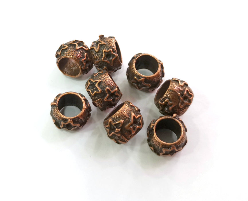 6 Star Rondelle Beads Antique Copper Plated Beads (11mm)  G19489