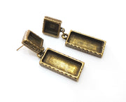 Earring Blank Base Settings Resin Blank Cabochon Base inlay Blank Mountings Antique Bronze Plated Metal (15+25x10mm 2 blank ) 1 Set  G18945