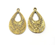 2 Flower Antique Bronze Charm Antique Bronze Plated Charm (46x26mm) G18947