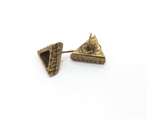 Earring Blank Backs Antique Bronze Base Setting Hammered Resin Blank Cabochon Base inlay Mounting Antique Bronze Plated (7x6mm) 1pair G18951