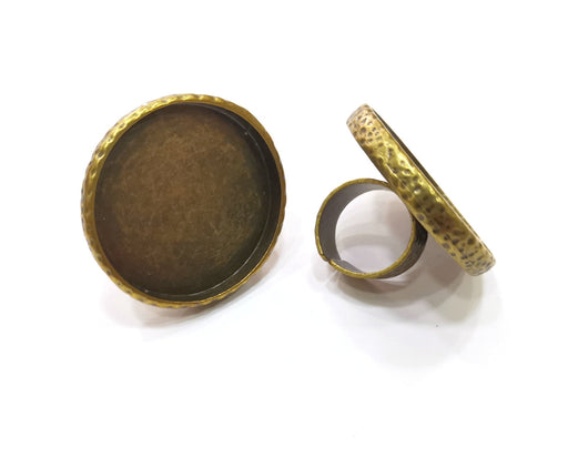 Antique Bronze Ring Blank Setting Cabochon Base inlay Ring Backs Mounting Adjustable Ring Base Bezel (35mm blank) Ant. Bronze Plated G18952