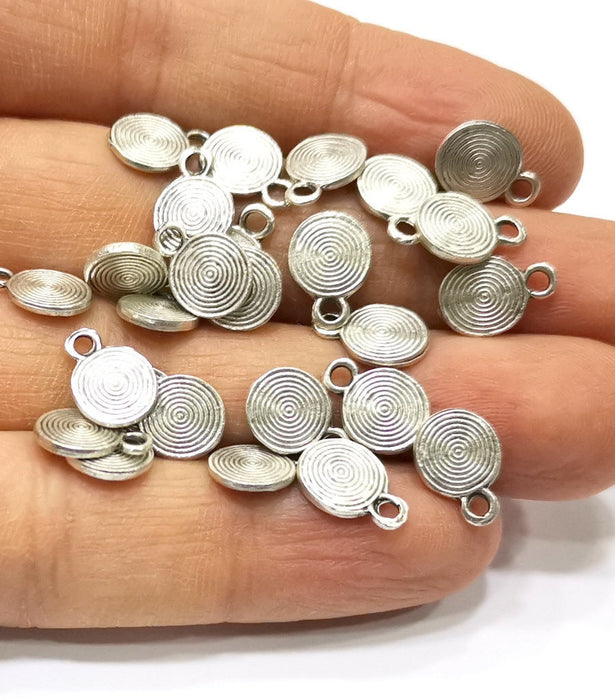 20 Silver Charms Antique Silver Plated Charms Double sided (11x8mm)  G16597