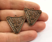 2 Copper Spiral Charms Antique Copper Plated Charms (30x30mm)  G19452