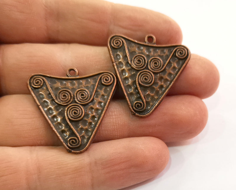 2 Copper Spiral Charms Antique Copper Plated Charms (30x30mm)  G19452