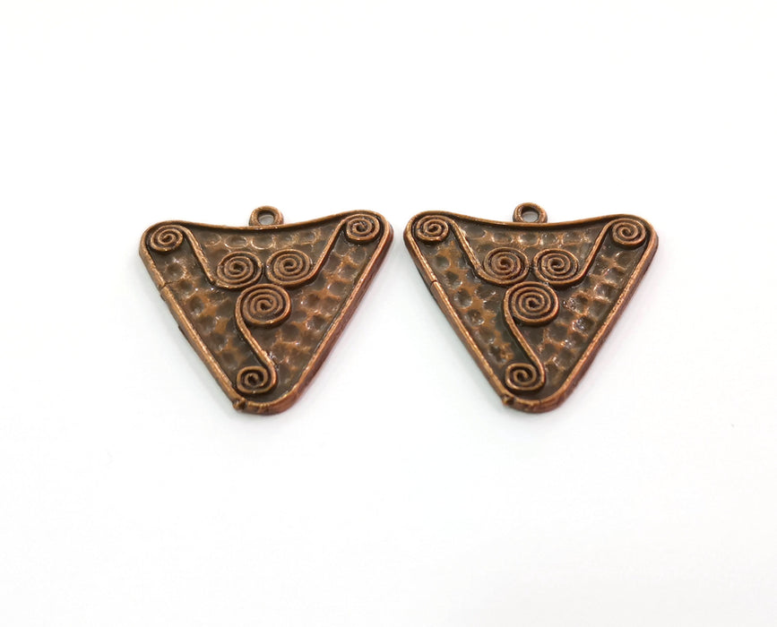 2 Copper Spiral Charms Antique Copper Plated Charms (30x30mm)  G19452