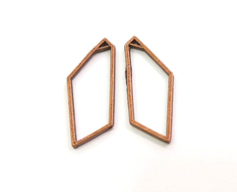 8 Frame Bezel Charms Antique Copper Plated Charms (37x14mm) G19493