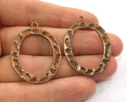 2 Hammered Charms Antique Copper Plated Charms (40x30mm)  G19495
