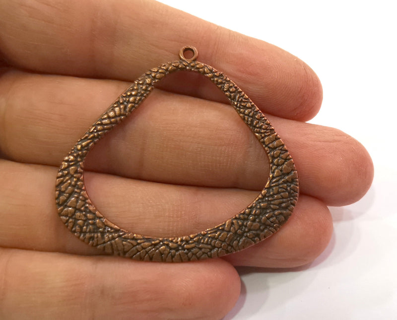 2 Copper Charms Double sided Antique Copper Plated Charms (45x48mm)  G19496