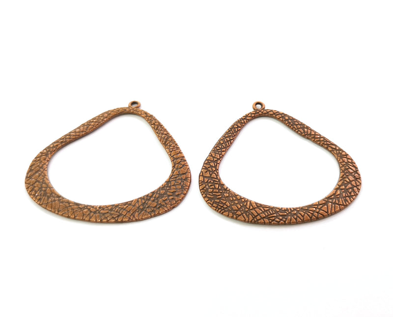 2 Copper Charms Double sided Antique Copper Plated Charms (45x48mm)  G19496