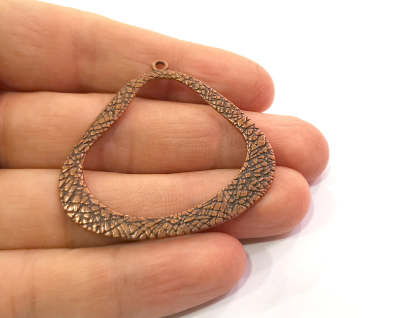 2 Copper Charms Double sided Antique Copper Plated Charms (45x48mm)  G19496