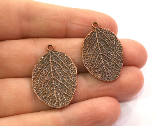 2 Leaf Charms Antique Copper Plated Charms (31x20mm) G19498
