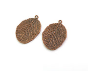 2 Leaf Charms Antique Copper Plated Charms (31x20mm) G19498