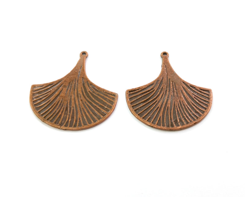 2 Ginko Leaf Charms Antique Copper Plated Charms (35x32mm)  G19500