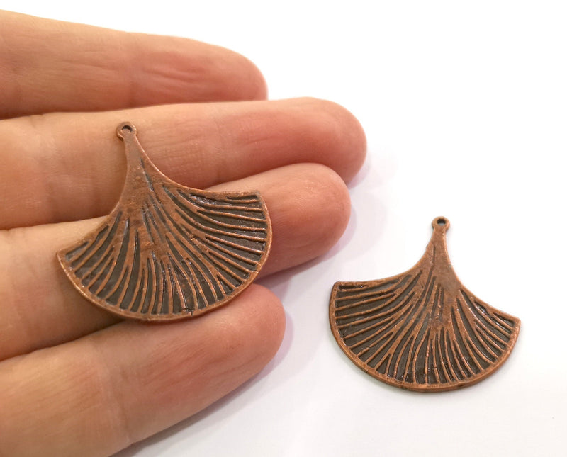 2 Ginko Leaf Charms Antique Copper Plated Charms (35x32mm)  G19500
