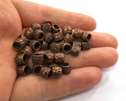 10 Copper Rondelle Beads Antique Copper Plated Beads (8mm)  G19502