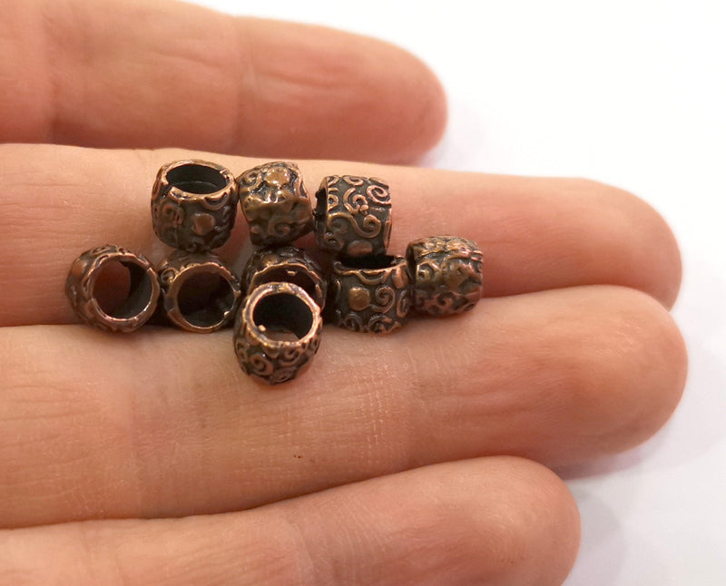 10 Copper Rondelle Beads Antique Copper Plated Beads (8mm)  G19502