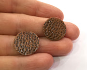 2 Hammered Charm Tag Antique Copper Plated Brass (20mm) G19503