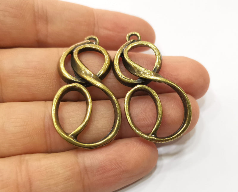 2 Antique Bronze Charms Antique Bronze Plated Charms (44x23mm)  G18955