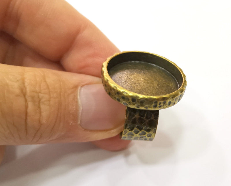 Antique Bronze Ring Setting Resin Ring Blank Cabochon Base inlay Ring Mounting Adjustable Ring Bezel (22mm) Antique Bronze Plated G18962