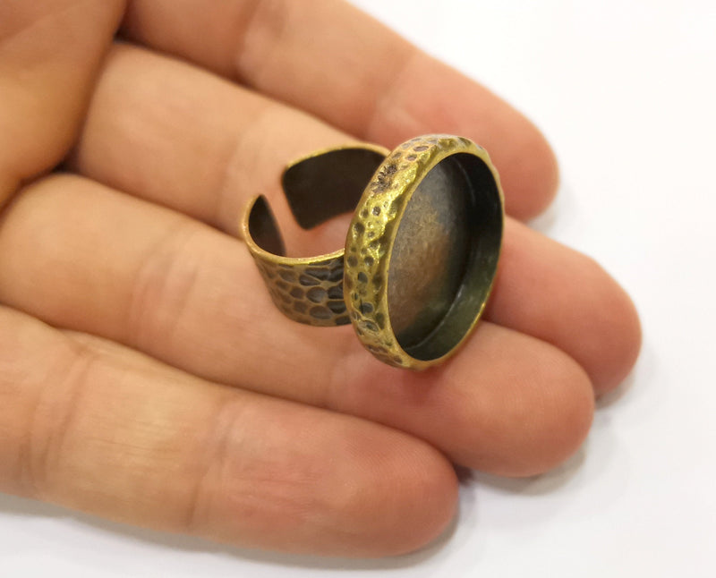 Antique Bronze Ring Setting Resin Ring Blank Cabochon Base inlay Ring Mounting Adjustable Ring Bezel (22mm) Antique Bronze Plated G18962