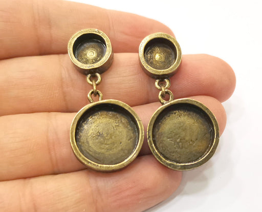 Earring Blank Base Settings Resin Blank Cabochon Base inlay Blank Mountings Antique Bronze Plated Metal (10+18mm 2 blank ) 1 Set  G18963