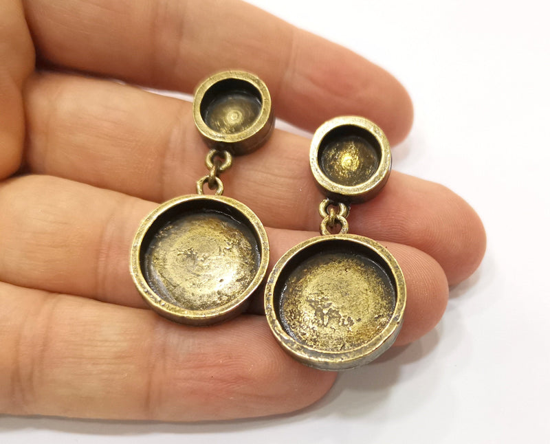 Earring Blank Base Settings Resin Blank Cabochon Base inlay Blank Mountings Antique Bronze Plated Metal (10+18mm 2 blank ) 1 Set  G18963