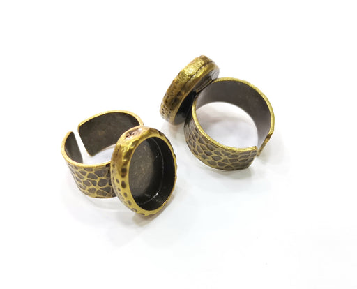 Antique Bronze Ring Setting Resin Ring Blank Cabochon Base inlay Ring Mounting Adjustable Ring Bezel (18x13mm) Antique Bronze Plated G18965