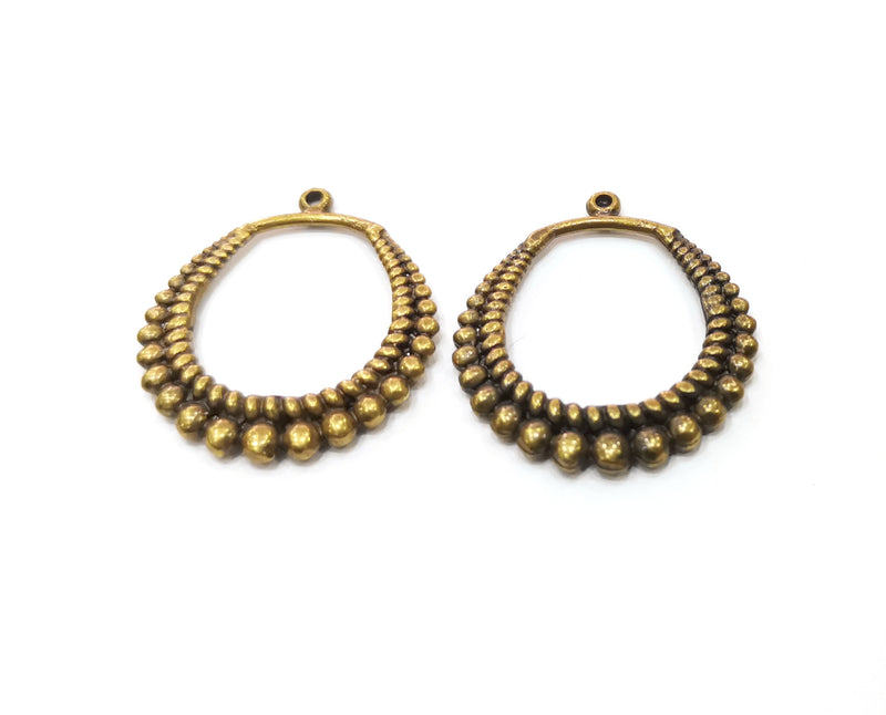 2 Antique Bronze Charms Antique Bronze Plated Charms (35x31mm)  G18966