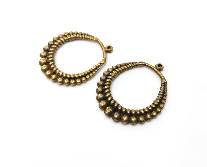 2 Antique Bronze Charms Antique Bronze Plated Charms (35x31mm)  G18966