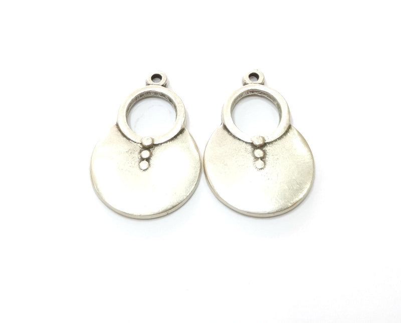 2 Silver Charms Antique Silver Plated Charms (35x23mm)  G18972