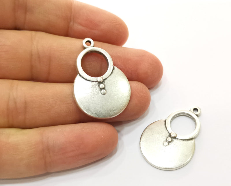 2 Silver Charms Antique Silver Plated Charms (35x23mm)  G18972