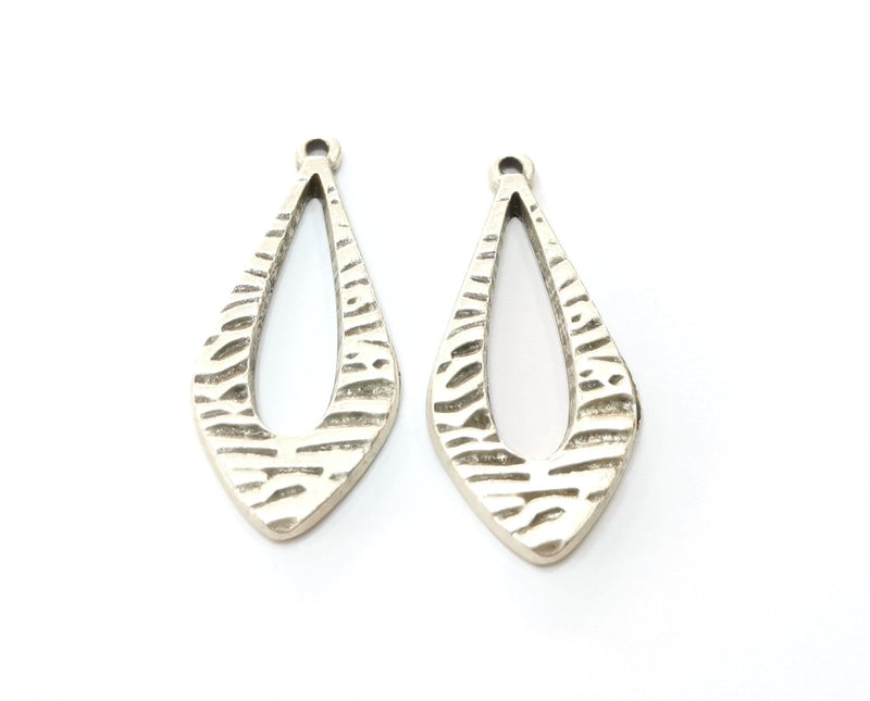 2 Silver Charms Antique Silver Plated Charms (42x19mm)  G18973
