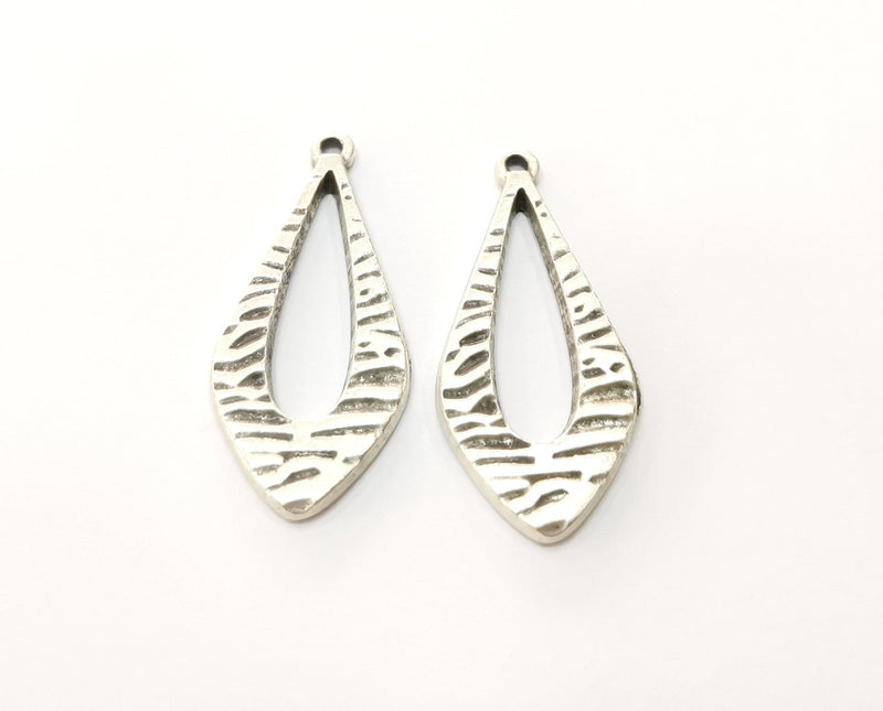 2 Silver Charms Antique Silver Plated Charms (42x19mm)  G18973
