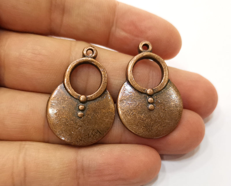 2 Copper Charms Antique Copper Plated Charms (35x23mm)  G18974
