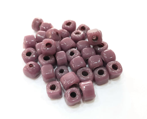 8 Cube Mauve Glass Beads 10x10 mm (3.8mm beads inner size) G18981