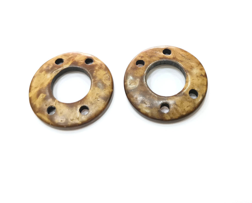 2 Coconut Wood Findings Coconut Tree Natural Sew-on Round Connector 30 mm  G18990