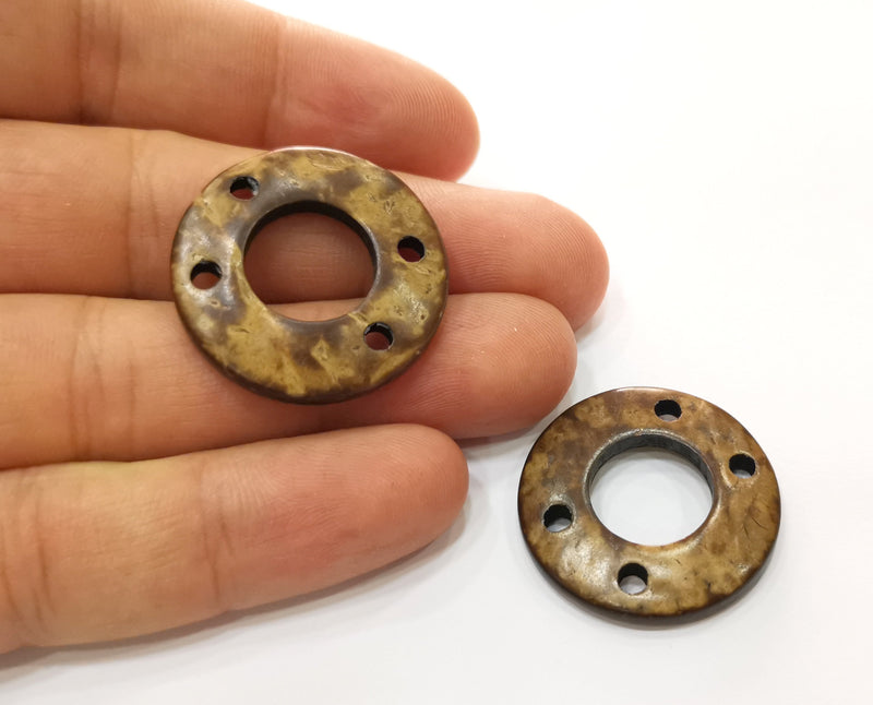 2 Coconut Wood Findings Coconut Tree Natural Sew-on Round Connector 30 mm  G18990