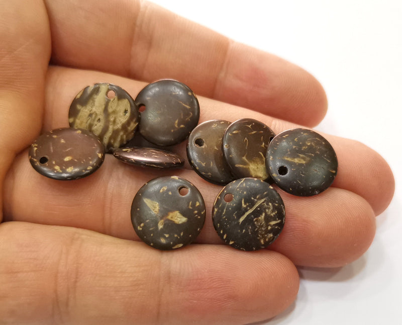 20 Coconut Wood Findings Coconut Tree Natural Beads Charm 15 mm  G18998